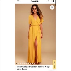 Lulus much obliged yellow gold maxi dress size S